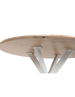 Table de Salle à Manger Home ESPRIT Blanc Marron Fer Bois MDF 120 x 120 x 75 cm
