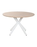 Table de Salle à Manger Home ESPRIT Blanc Marron Fer Bois MDF 120 x 120 x 75 cm