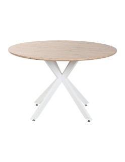 Table de Salle à Manger Home ESPRIT Blanc Marron Fer Bois MDF 120 x 120 x 75 cm