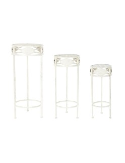 Jeu de 3 tables Home ESPRIT Blanc 30,5 x 30,5 x 70 cm (3 Pièces)