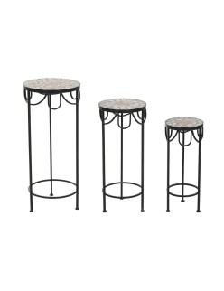 Jeu de 3 tables Home ESPRIT Noir 30 x 30 x 69 cm (3 Pièces)