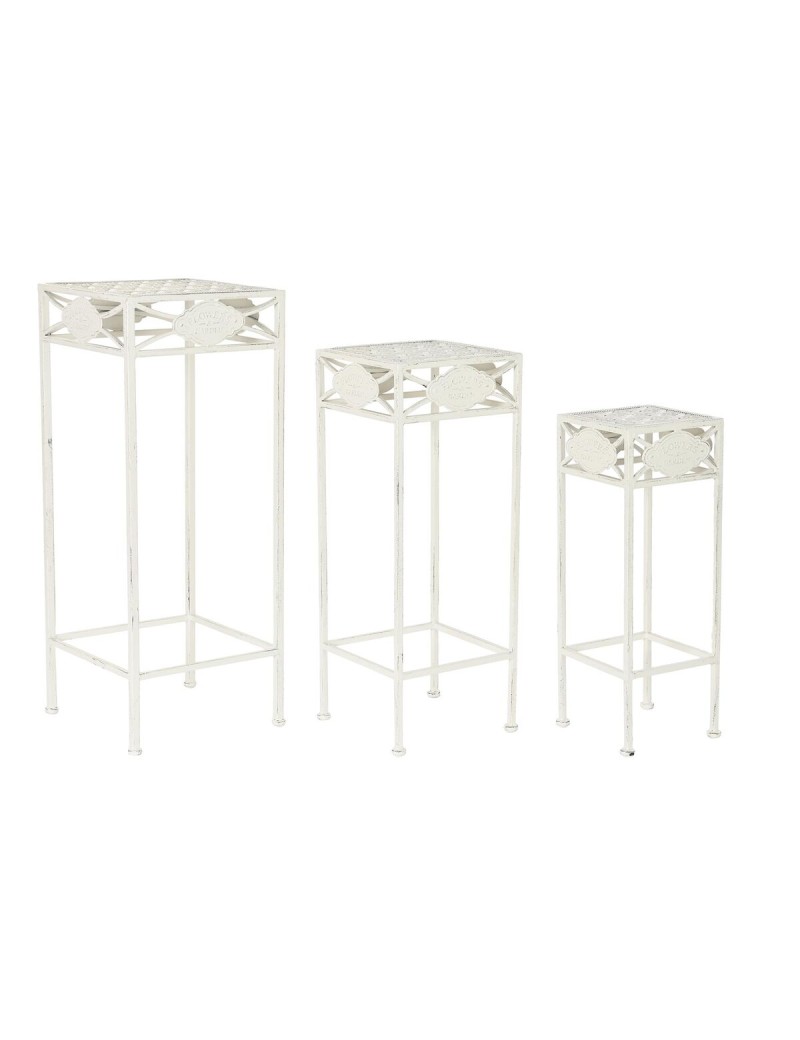 Set di 3 tavoli Home ESPRIT Bianco 30 x 30 x 70 cm (3 Pezzi)