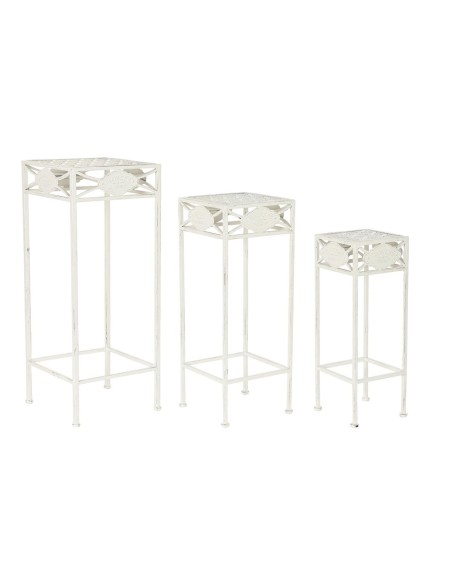 Set di 3 tavoli Home ESPRIT Bianco 30 x 30 x 70 cm (3 Pezzi)