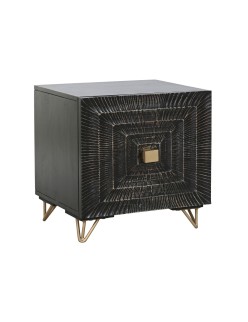 Table de Nuit Home ESPRIT Noir Doré 50 x 40 x 50 cm