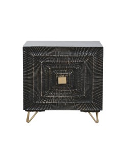 Mesita de Noche Home ESPRIT Negro Dorado 50 x 40 x 50 cm