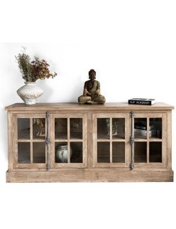 Buffet Home ESPRIT Naturel Bois Verre 180 x 40 x 82 cm