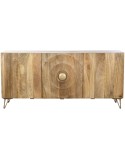 Aparador Home ESPRIT Dourado Natural Metal Madeira de mangueira 160 x 45 x 75 cm