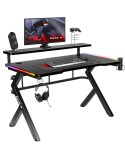 Scrivania Gaming Huzaro HZ-Hero 5.0 RGB Nero Acciaio Fibra di carbonio 116 x 69,5 x 59 cm