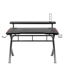 Scrivania Gaming Huzaro HZ-Hero 5.0 RGB Nero Acciaio Fibra di carbonio 116 x 69,5 x 59 cm