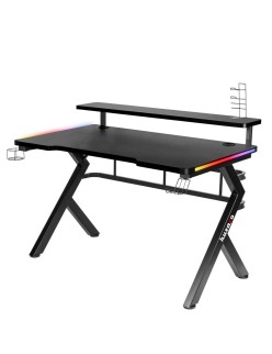 Scrivania Gaming Huzaro HZ-Hero 5.0 RGB Nero Acciaio Fibra di carbonio 116 x 69,5 x 59 cm