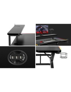 Scrivania Gaming Huzaro HZ-Hero 5.0 RGB Nero Acciaio Fibra di carbonio 116 x 69,5 x 59 cm
