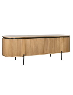 TV-Möbel Home ESPRIT Schwarz natürlich Metall Paulonia-Holz 180 x 40 x 55 cm