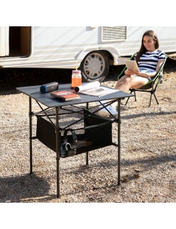 Table de Camping Pliante avec Panier et Housse Folble InnovaGoods NA Noir (Reconditionné B)
