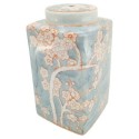 Vaso DKD Home Decor Porcellana Azzurro Arancio Orientale (15,5 x 15,5 x 21,5 cm)