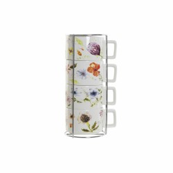 Set di Tazze da Caffè DKD Home Decor Multicolore Metallo Dolomite 260 ml (4 Pezzi)
