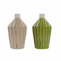 Vase DKD Home Decor Porzellan Beige grün Shabby Chic (12.5 x 12.5 x 23 cm) (2 pcs)