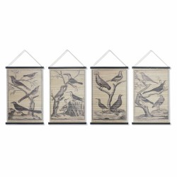 Tela DKD Home Decor Pássaros 60 x 2 x 90 cm Cottage (4 Peças)