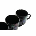 Tazza Mug DKD Home Decor Porcellana Nero Rosa Multicolore 3 Unità (11,5 x 8,5 x 10 cm) (380 ml)