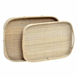 Set of trays DKD Home Decor Brown Rattan (51.5 x 36 x 7.5 cm) (44.5 x 31.5 x 6 cm) (2 pcs)
