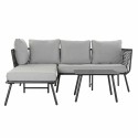 Divano da Giardino DKD Home Decor Nero Metallo Alluminio Corda 30 x 40 cm 192 x 163 x 86 cm  