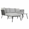 Divano da Giardino DKD Home Decor Nero Metallo Alluminio Corda 30 x 40 cm 192 x 163 x 86 cm  