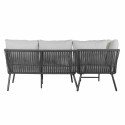 Divano da Giardino DKD Home Decor Nero Metallo Alluminio Corda 30 x 40 cm 192 x 163 x 86 cm  