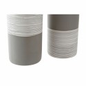 Vase DKD Home Decor Streifen Weiß aus Keramik Braun Creme (9,5 x 9,5 x 28,5 cm) (2 Stück)  