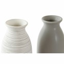 Vase DKD Home Decor Streifen Weiß aus Keramik Braun Creme (9,5 x 9,5 x 28,5 cm) (2 Stück)  