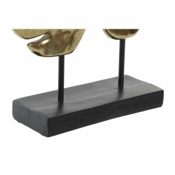 Figura Decorativa DKD Home Decor Preto Dourado Tropical Folha de planta 25,5 x 6 x 34 cm