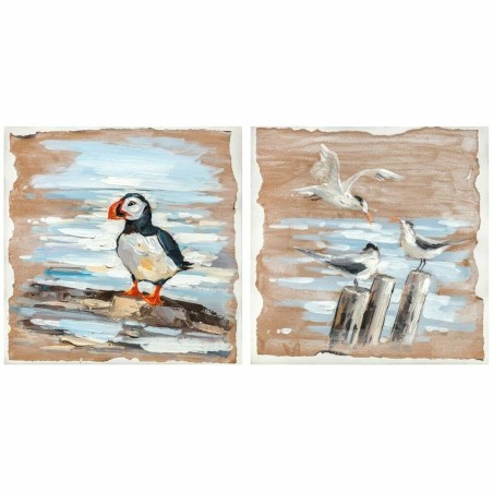 Quadro DKD Home Decor Uccelli Mediterraneo (45 x 2,7 x 45 cm) (2 Unità)