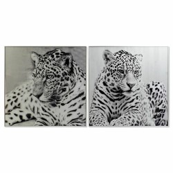 Quadro DKD Home Decor 100 x 2,5 x 100 cm Leopardo Coloniale (2 Unità)
