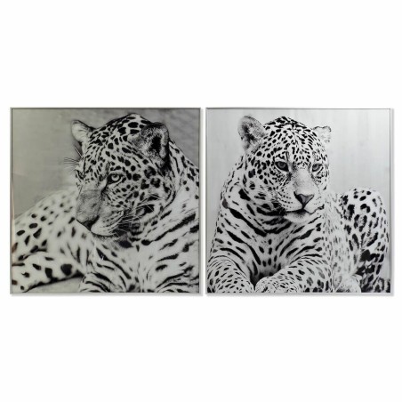 Quadro DKD Home Decor 100 x 2,5 x 100 cm Leopardo Coloniale (2 Unità) Quadro DKD Home Decor 100 x 2,5 x 100 cm Leopardo Coloniale (2 Unità)