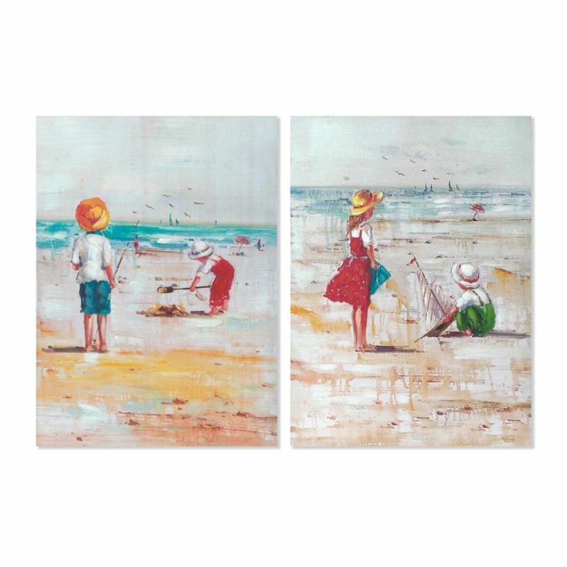 Quadro DKD Home Decor Spiaggia Bambini (50 x 2,5 x 70 cm) (2 Unità)
