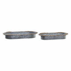 Centro de mesa DKD Home Decor Cinzento Castanho Ferro Fibra (51 x 26 x 7 cm)