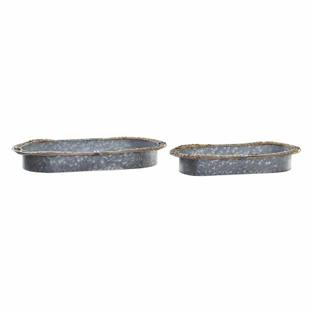Centro de mesa DKD Home Decor Cinzento Castanho Ferro Fibra (51 x 26 x 7 cm)