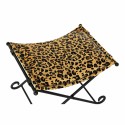 Fußstütze DKD Home Decor Schwarz Metall Braun Haut Leopard (55 x 45 x 41 cm)