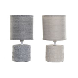 Lâmpada de mesa DKD Home Decor 25W Bege Cinzento claro 220 V (14 x 14 x 27 cm) (2 Unidades)