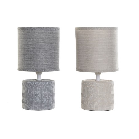 Lâmpada de mesa DKD Home Decor 25W Bege Cinzento claro 220 V (14 x 14 x 27 cm) (2 Unidades) Lâmpada de mesa DKD Home Decor 25W Bege Cinzento claro 220 V (14 x 14 x 27 cm) (2 Unidades)