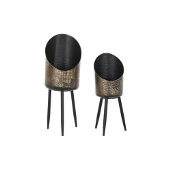 Conjunto de Vasos DKD Home Decor Preto Cobre Metal Vintage 26 x 26 x 70 cm