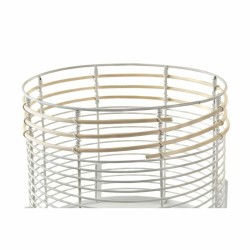 Set di Vasi DKD Home Decor Bianco Naturale Metallo Rattan Quadrato 25 x 25 x 32 cm (2 Unità)