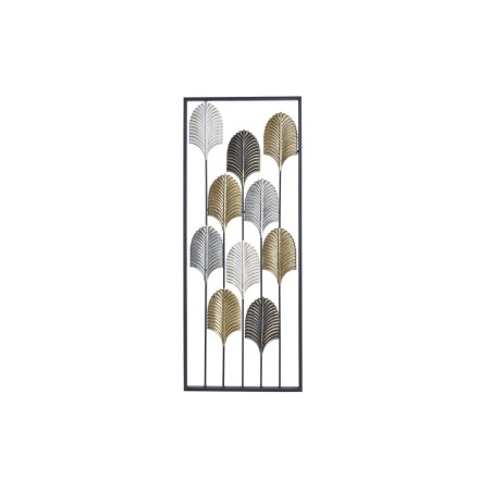 Decoração de Parede DKD Home Decor Preto Metal Multicolor Moderno Folha de planta (35 x 2 x 90 cm)