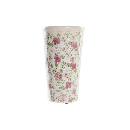 Vaso DKD Home Decor Bianco Verde Rosso Granato Gres Shabby Chic (14 x 14 x 25 cm)