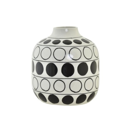 Vase DKD Home Decor Porcelaine Noir Blanc Moderne Cercles 16 x 16 x 18 cm Vase DKD Home Decor Porcelaine Noir Blanc Moderne Cercles 16 x 16 x 18 cm