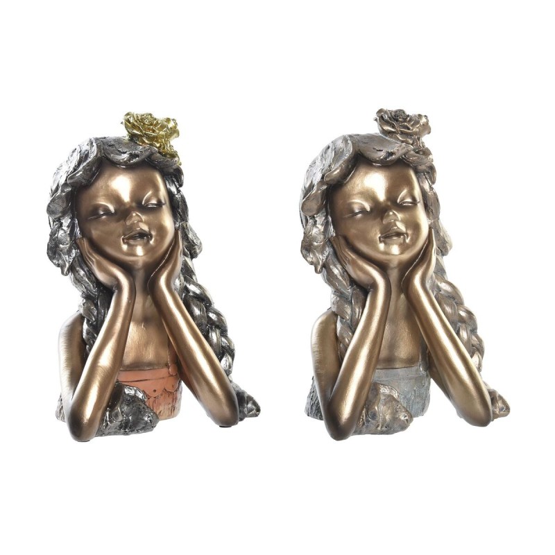 Figura Decorativa DKD Home Decor 17 x 14 x 25 cm Vermelho Dourado (2 Unidades)