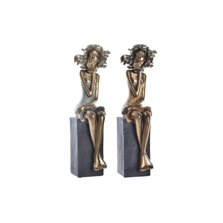 Decorative Figure DKD Home Decor 9 x 10 x 35 cm Lady Red Golden Turquoise (2 Units) Decorative Figure DKD Home Decor 9 x 10 x 35 cm Lady Red Golden Turquoise (2 Units)