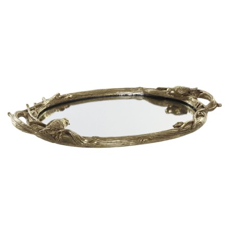 Plateau DKD Home Decor Miroir Doré Résine Oiseaux (45 x 27 x 3,7 cm)