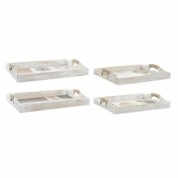 Jogo de Bandejas DKD Home Decor Branco Preto Dourado Madeira MDF 40 x 30 x 6 cm (2 Unidades) (12 Unidades)