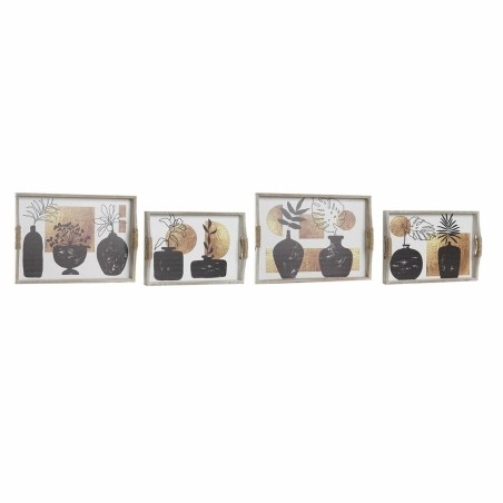 Tablettset DKD Home Decor Weiß Schwarz Gold Holz MDF Moderne Vase 40 x 30 x 6 cm (2 Stück) (12 Stück) Tablettset DKD Home Decor Weiß Schwarz Gold Holz MDF Moderne Vase 40 x 30 x 6 cm (2 Stück) (12 Stück)