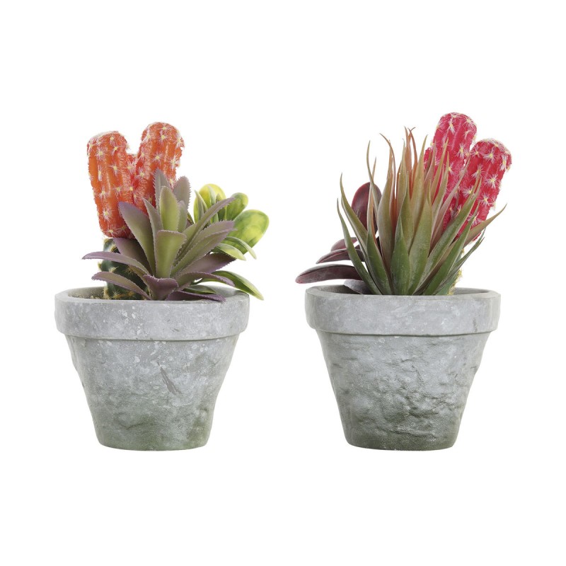 Pianta Decorativa DKD Home Decor Rosso Grigio Arancio EVA PE (16 x 12,5 x 19,5 cm) (2 Unità)