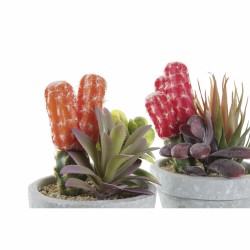 Planta Decorativa DKD Home Decor Vermelho Cinzento Laranja EVA PE (16 x 12,5 x 19,5 cm) (2 Unidades)